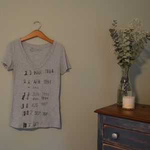 Out of Print V Neck Library Stamp Fitted T-Shirt